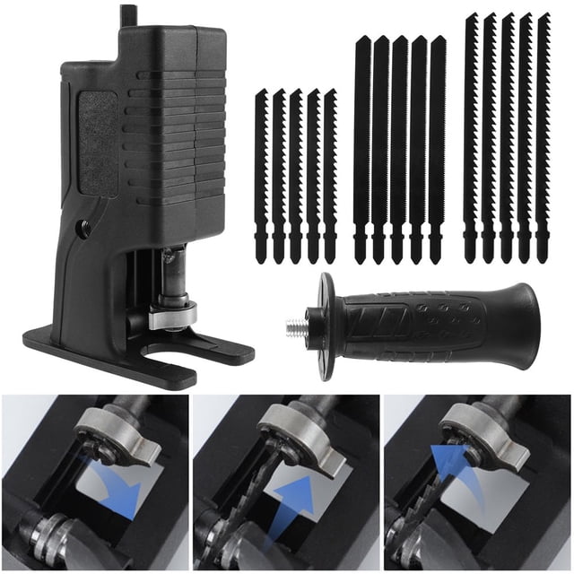 Kit Adaptateur de Scie à Piston Portable Outil Modifié avec Poignée Ergonomique et Lames de Scie Foreuse Électrique