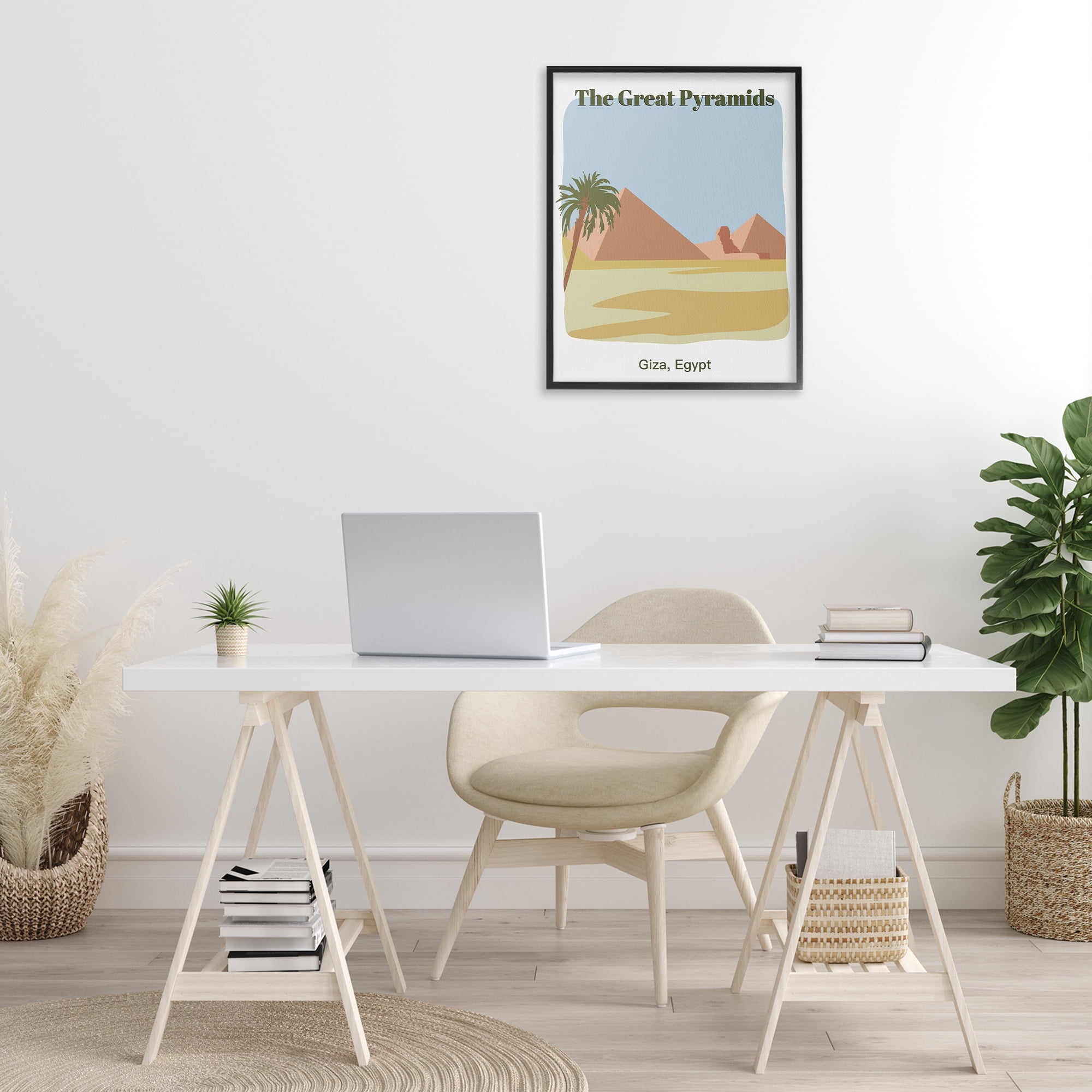Stupell Industries Great Pyramids Architecture Town & City Painting Black Framed Art Print Wall Art, 24 x 30