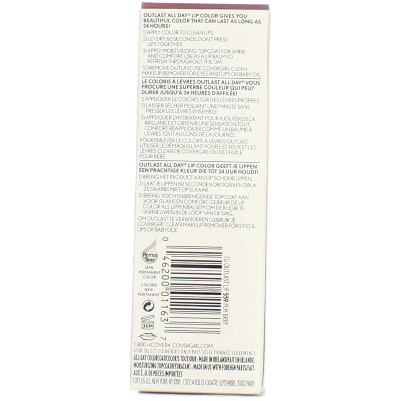 CoverGirl Outlast All Day Lipcolor, Plum Berry [559] 1 ea (Pack of 2)