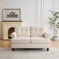 thumbnail image 2 of Beige Tufted Loveseat Sofa with Rolled Arms for Living Room and Bedroom, 2 of 6