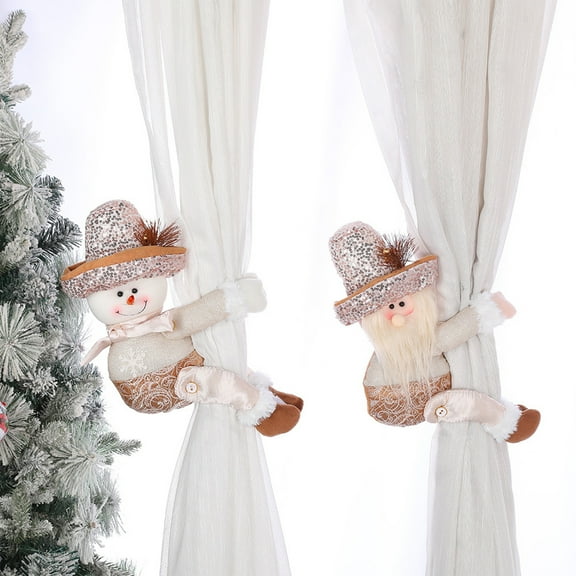 ABPWLY Home Christmas Doll Curtain Buckle Santa Snowman Plush Ornaments for Christmas Tree Decoration Rose Gold Home Decor House Warming Gifts New Home