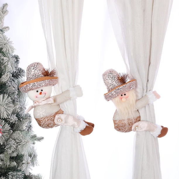 Hebilla de Cortina para Muñeca Navideña, Adorno de Muñeco de Nieve de Papá Noel, Decoración para Árbol de Navidad, Colgante