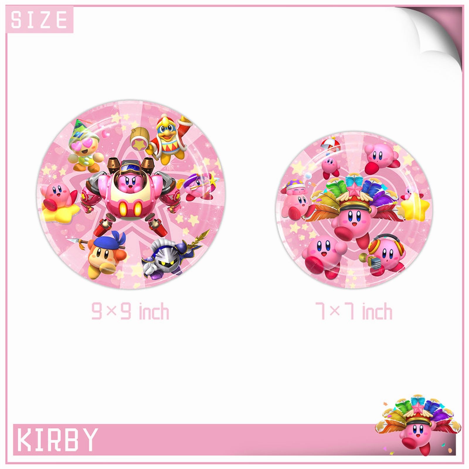 Kirby Star Allies Party Tableware Set Plates Cup Kit Birthday Supplies Decorations Disposable Dinnerware