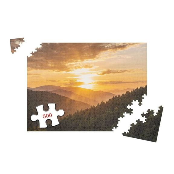 500 Pieces Jigsaw Puzzle for Adults Great Smoky Mountains National Park Sunset Landscape Scenic Wooden Puzzle 20.5x15 Inch Home Decor Wall Art Challenge