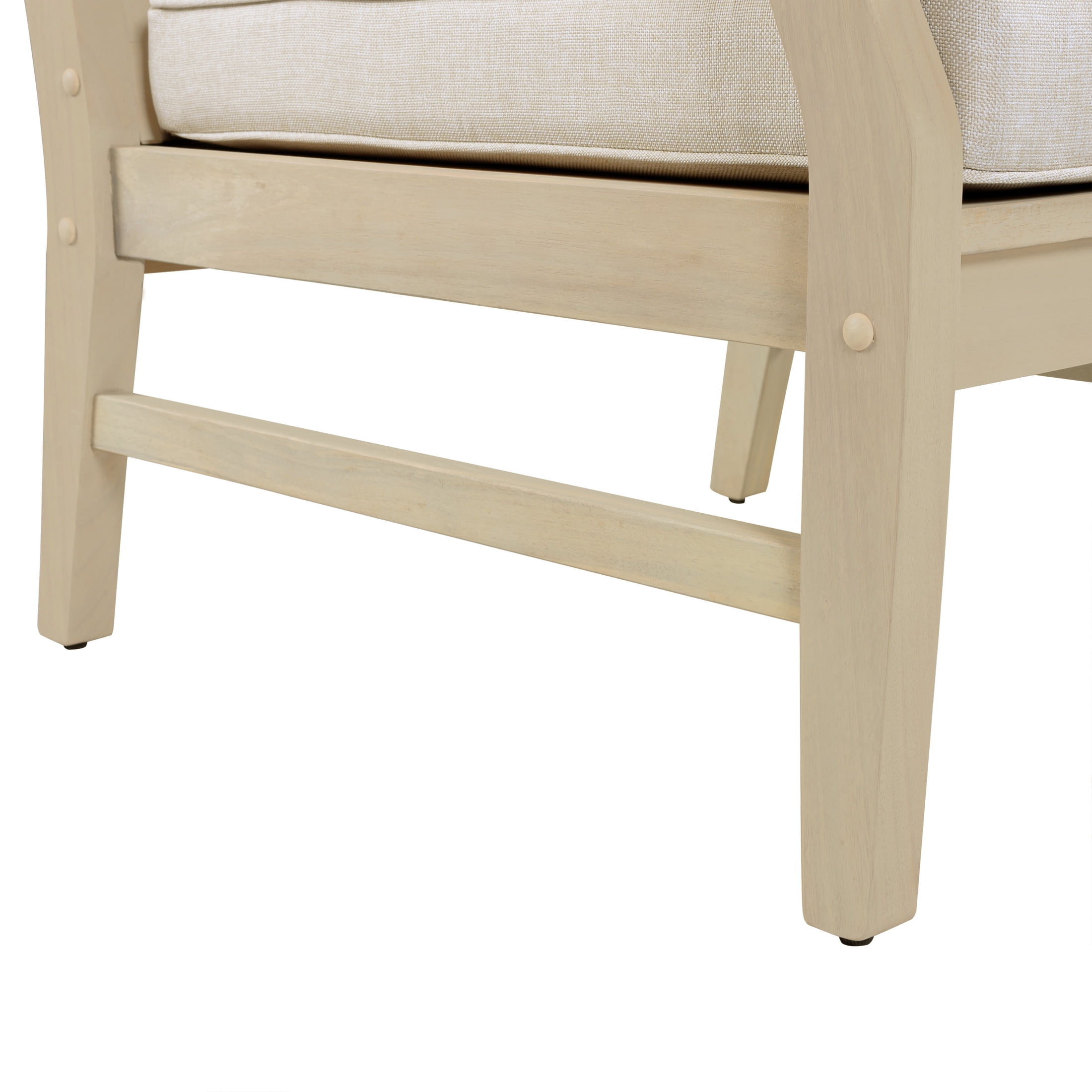 Christopher Knight Home 4-Seater Outdoor Wood Conversation Set with Table, Sand Cushions, Light White Finish