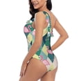 thumbnail image 4 of Rateoe Flamingo Pattern Women One Piece Swimsuits Tummy Control One Shoulder Bathing Suits Ruffle Swimwear-X-Large, 4 of 6