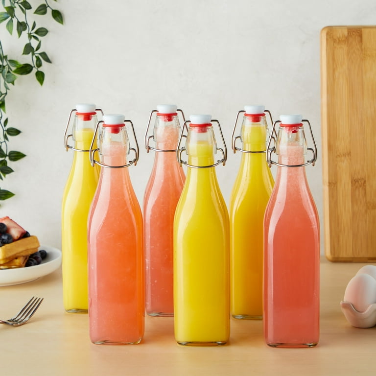  16 oz Glass Juice Bottles With Caps (2 Pack