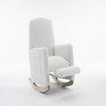 thumbnail image 3 of Rocking Chair Nursery, Nursery Rocking Chairs with Adjustable Footrest and Side Pocket, Comfy Rocking Chairs in Teddy Fabric, Reading Arm Glider Chair for Living Room, Bedroom, Offices, Ivory, 3 of 9