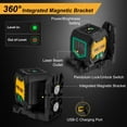thumbnail image 2 of PREXISO Laser Level with 47 Inch Tripod, IP54 Rechargeable 65Ft Green Cross Line Laser Self Leveling, Light Indicator, 3 Brightness Mode, Lazer Level, 2 of 8