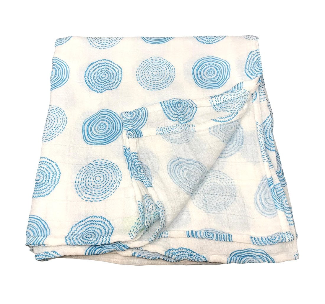 100 Bamboo Rayon Baby Swaddle Blanket (Blue Flora) 47"x47"