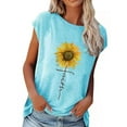 thumbnail image 1 of GORHGORH Summer Women Casual Top Sunflowers Print Round Neck Short Sleeve Relaxed Fit T-Shirt, 1 of 2