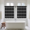 thumbnail image 4 of Black Boho Kitchen Curtain for Berdoom Living Room Cafe 45 Inch Length, Vintage Ethnic Tribe Abstract Geometric Tiers Curtains Light Filtering Drapes Rod Pocket Window Treatment 2 Panels 52"Wx45"L, 4 of 8
