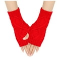 thumbnail image 5 of Linfrsh Arm Sleeves With Thumb Holes Clothirily Arm Warmers, Women's Winter Long Fingerless Gloves Knit Mitten Gloves Arm Sleeves for Women with Thumb Hole Red,One Size, 5 of 5