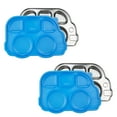thumbnail image 1 of Innobaby Stainless Bus Plate With Sectional Lid The Original Leak-Resistant Divided Platter Mom Invented Fun Shape Dish Din Din Smart For Babies Toddlers And Kids Bpa Free Plate Blue 2 Pack, 1 of 4