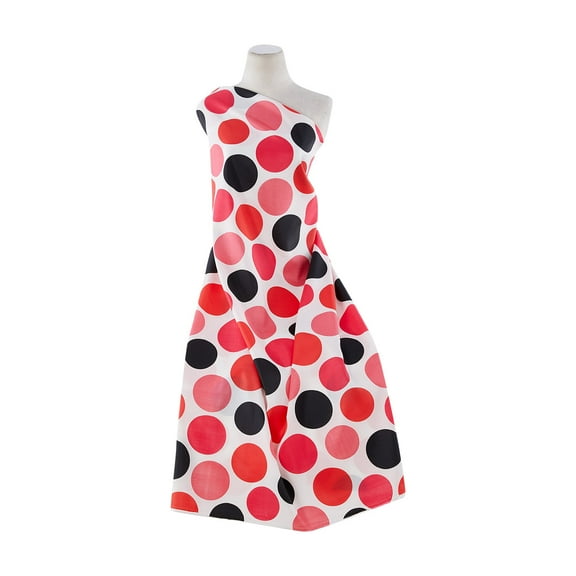 Zelouf Large Dot Print On Poly Taffeta  , Sewing, DIY, Crafts Fabric by the Yard, Corl/orange/blk, 3 Yard