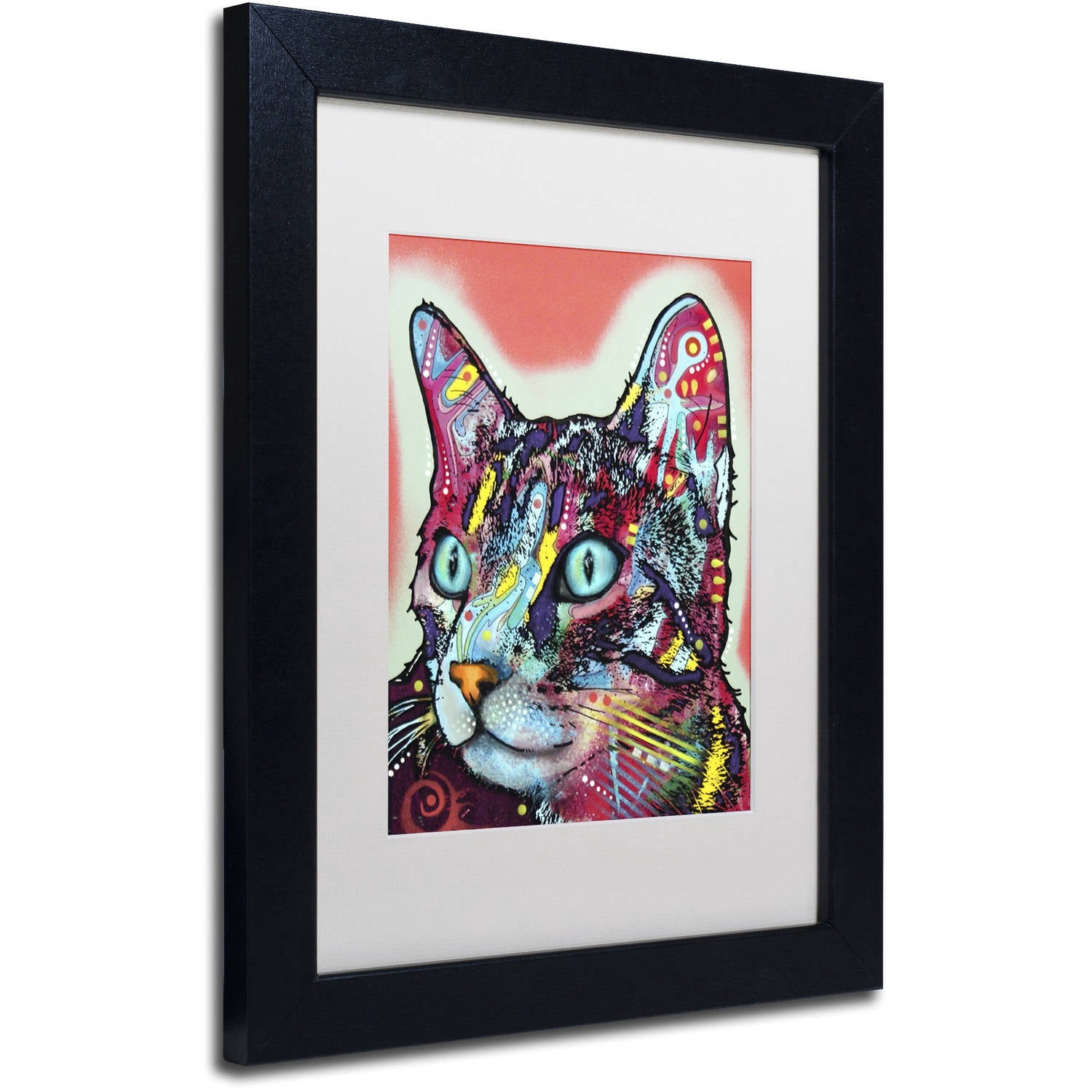 Trademark Fine Art "Curious Cat" Canvas Art by Dean Russo, White Matte, Black Frame