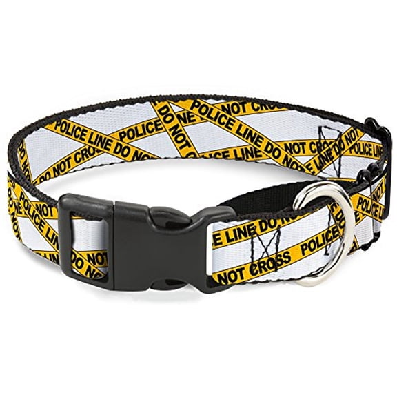 buckle-down martingale dog collar - police line white yellow - 1" wide - fits 15-26" neck size - large