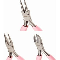 3pcs Mini Jewelry Pliers Tool Set 3inch Professional Precision Pliers for DIY Jewelry Making - Side Cutting Pliers Long Chain Nose Pliers with Cutter Round Nose Pliers Pink