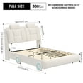 thumbnail image 4 of Homfa Full Size Car Bed Frame with LED Wheels, Velvet Upholstered Platform Bed with Adjustable Headboard and Removable Pillows, Beige, 4 of 8