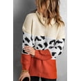 thumbnail image 4 of Women's Apricot Turtleneck Splicing Chunky Knit Pullover Sweater, 4 of 21