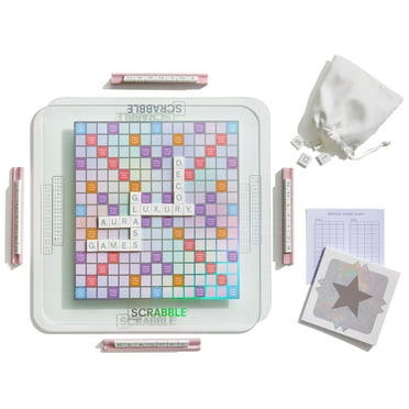 WS Game Company Scrabble Aura Edition with Rotating Tempered Glass Game Board