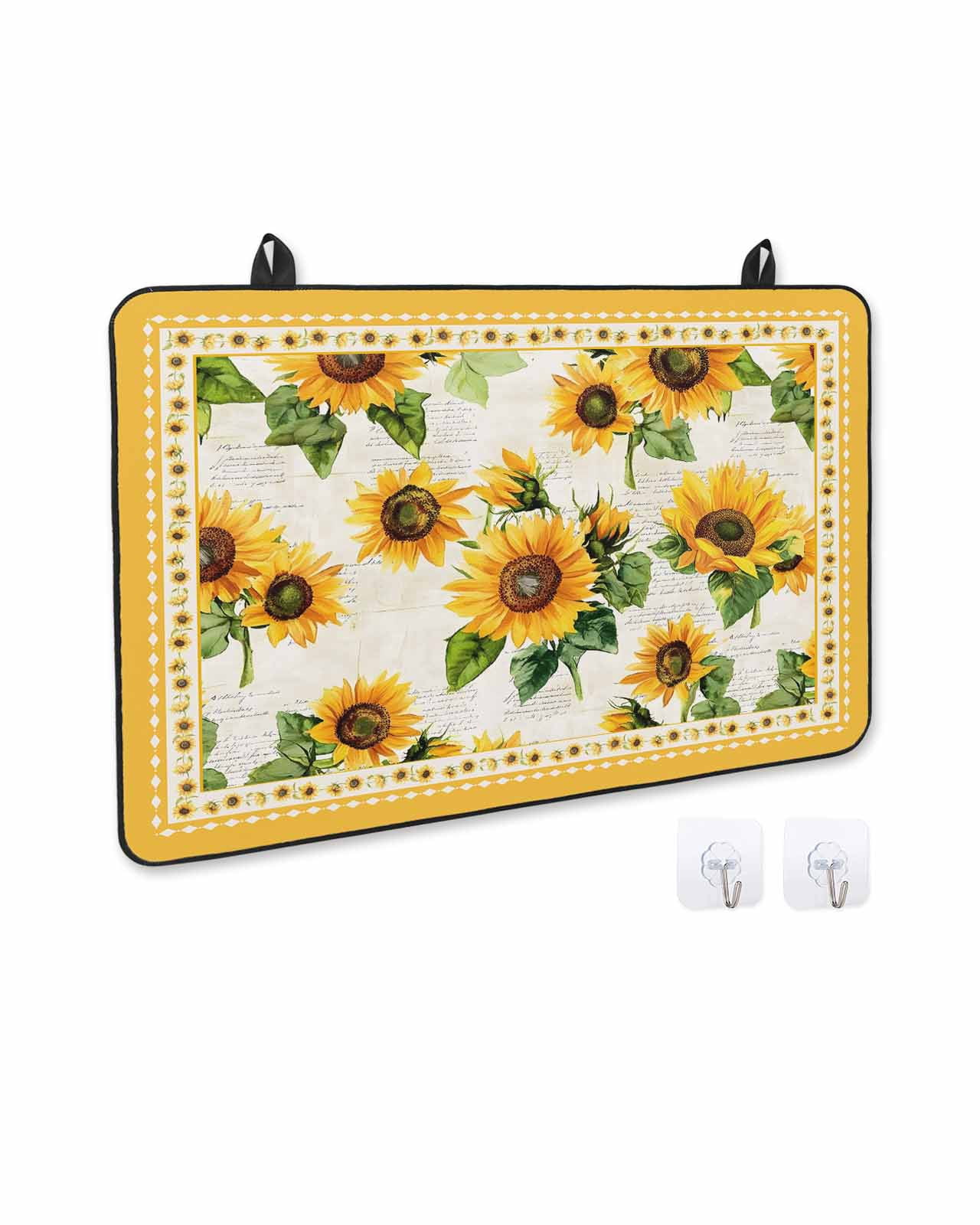 nqOlkjepod Large Induction Cooktop Protector Mat 24"x21", South West Sunflowers Stove Top Covers for Electric Stove, Spring Summer Yellow Flower Green Leaf Stove Burner Cover Mats Stove Cover