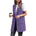 thumbnail image 7 of Kinrui Long Fuzzy Vests for Women Soft Cozy Sleeveless Sherpa Jacket Shawl Collar Open Front Fleece Cardigan Casual Lightweight Outerwear with Pockets Purple S, 7 of 7
