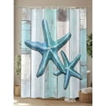 thumbnail image 4 of Fsddascl Teal Blue Starfish Shower Curtain Set - 36" x 78" Washable Bathtub Curtain with 12 Hooks, Summer Beach Coastal Retro Wooden Waterproof Fabric Stall Shower Curtains for Bathroom/Bathtub, 4 of 6