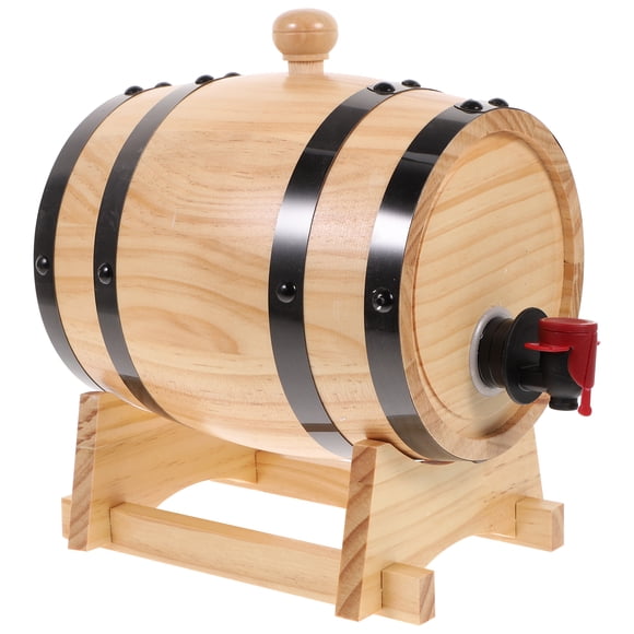 KAKOWELY 1pc Red Wine Barrel Set Wine Cellar Pub Bar Beer Storage Bucket (Wood Color),7.87X"X6.3"X6.3"