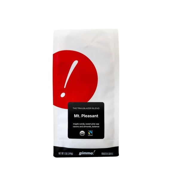 Mt Pleasant Blend - Certified Fairtrade, Organic - Roasted by Gimme! Coffee - Whole Bean Coffee - 12oz Bag