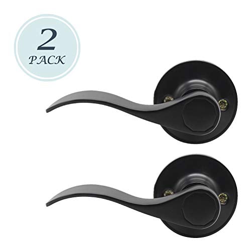 Black Dummy Door Levers, Classic Passage Door Knob Hall and Closet Handle, Left Handing 2 Pack