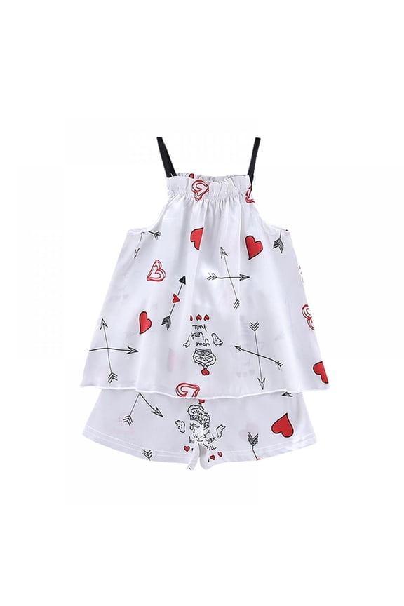 Summer Baby Kids Girls Pineapple Pattern Sling Outfits Blouse Tops+Shorts Sleepwear Set Pajamas,3M-6T