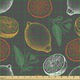 thumbnail image 2 of Fruits Fabric by the Yard Upholstery, Hand Drawn Like Citrus Pattern Colorful Lemons Images Green Leaves Organic Sketch, Decorative Fabric for DIY and Home Accents, Multicolor by Ambesonne, 2 of 5