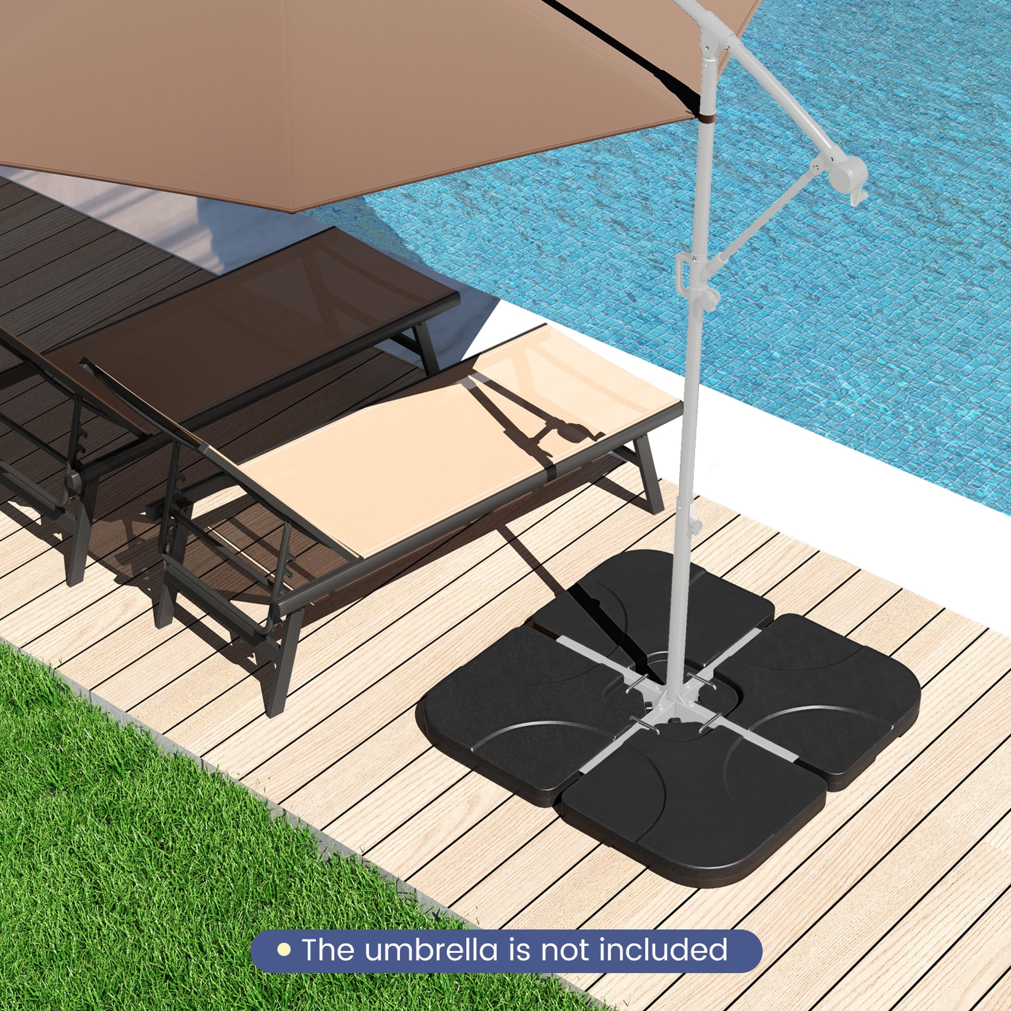 Costway 20'' Patio Offset Umbrella Base Stand Water Filled Base Weights Sand Plate Set Black
