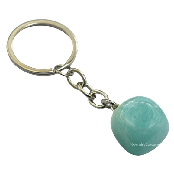 Amazonite Crystal Car Key Holder, Tumbled Crystal Keychain