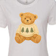 thumbnail image 4 of Inktastic Vintage Teddy Bear in Sweater with Christmas Trees Women's T-Shirt, 4 of 5