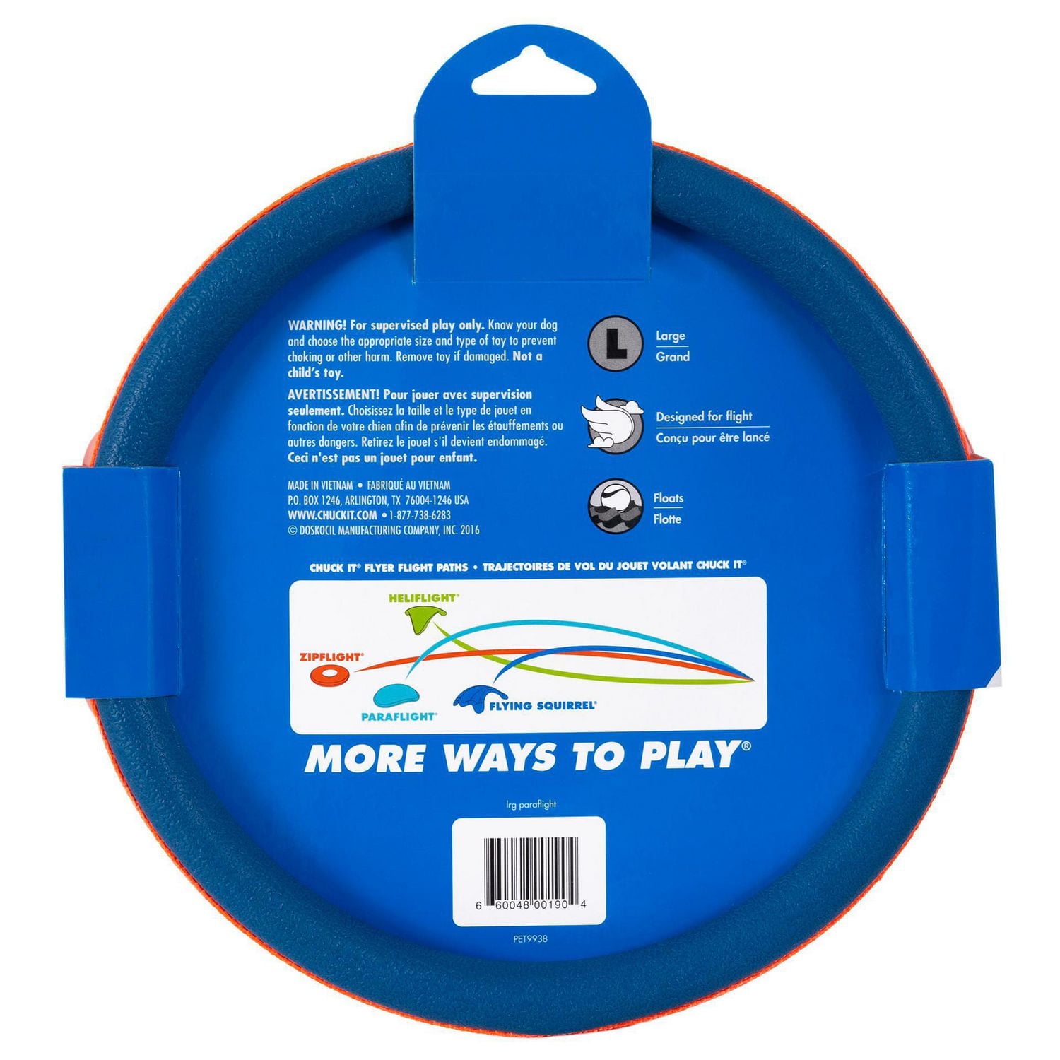 Chuckit! Paraflight Flyer Grand Jouet à Rapporter pour Chien Chuckit! Paraflight