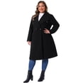 thumbnail image 3 of DARING DIVA Women's Plus Size Classic Notch Lapel Double Breasted Trench Coat 2X Black, 3 of 6