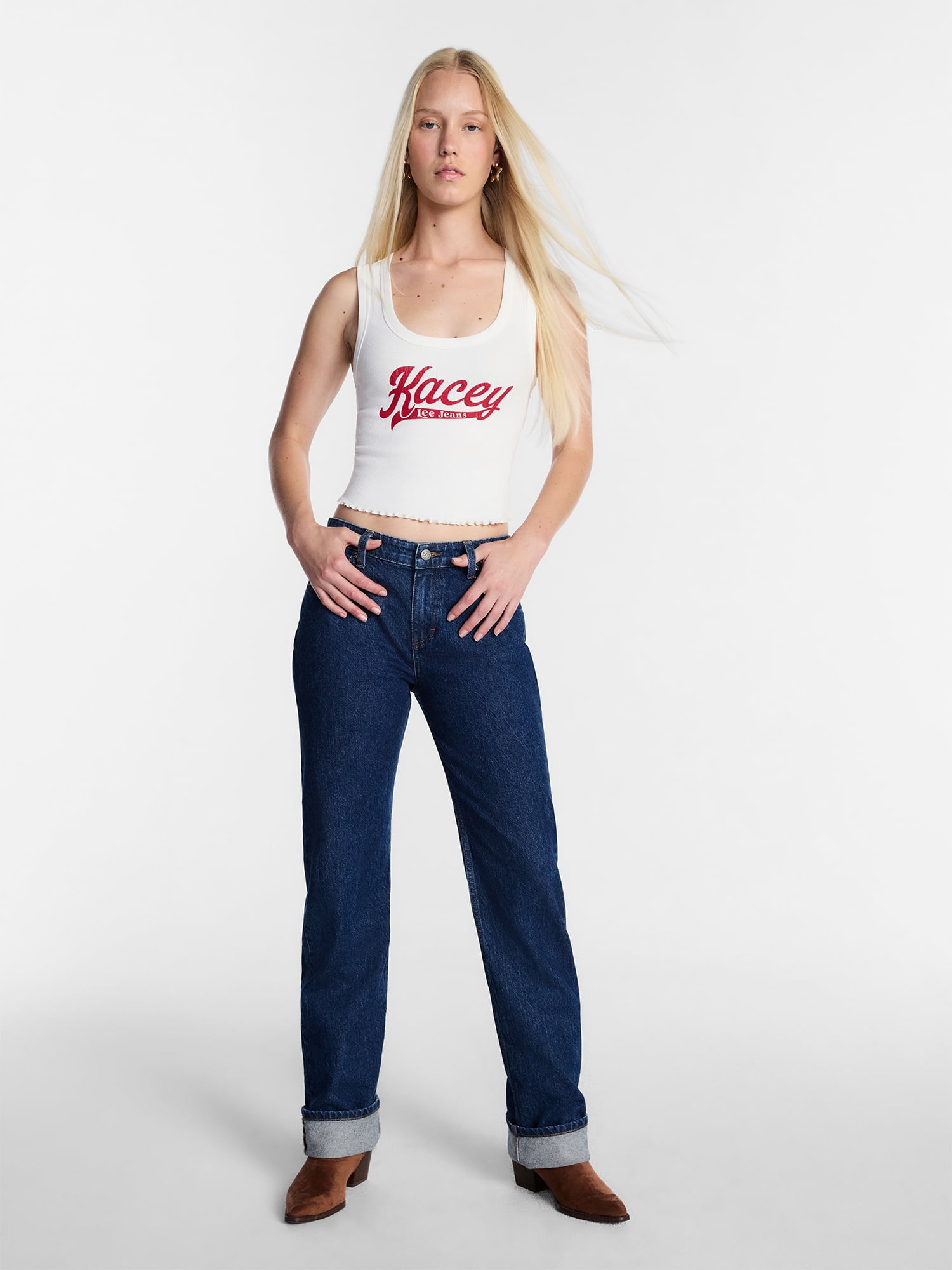 Kacey Lee Women's High Rise Straight Jeans, Sizes 0-18