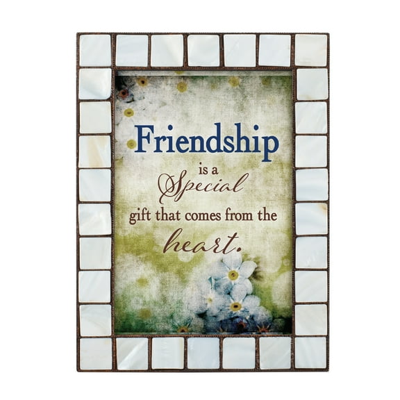 Cottage Garden Friendship Mother of Pearl Amber 5 x 7 Table Top and Wall Photo Frame