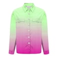 thumbnail image 2 of TaTaai Ladies Satin Blouse Long Sleeve Gradient Print Button Down Collar Silky Shirt Loose Fit Dressy Casual Top Gift, 2 of 5