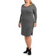 Women's Plus Scoop Neck Long Sleeve Dress
