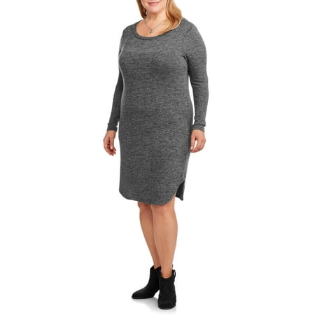 Women's Plus Scoop Neck Long Sleeve Dress