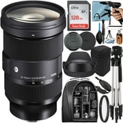 Sigma 24-70mm F/2.8 DG DN Art Lens for Sony E with 128GB SanDisk Memory Card + Tripod + Backpack + A-Cell Accessory Bundle