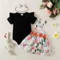 thumbnail image 3 of EnJoCho Elephant Baby Girl Girl Clothes Romper Floral Suspender Dress Ruffle Sleeve Outfit Jumpsuit Headband Set 0-18M Little Children Trendy Clothing Set 3-6 Months, 3 of 9