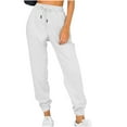 thumbnail image 2 of Fartey Solid Color Sweatpants for Women 2025 Fall Fleece Elastic High Waisted Jogger Pants Soft Comfy Drawstring Cinch Bottom Sweatpant with Pockets White 2XL, 2 of 9