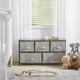 thumbnail image 2 of mDesign Wide Storage Dresser Furniture with 5 Fabric Drawers, Black/Dark Gray, 2 of 8