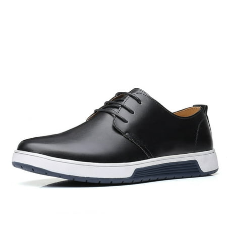 

Calceus Mens Classic Leather Casual Shoes for Men Lace Up Comfort Oxford Shoes Black 9