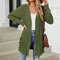 thumbnail image 4 of GEWSEY Cardigan Sweaters for Women Lightweight Open Front Thin Long Cardigans Fall Long Sleeve Knit Sweater with Pockets (Army Green, S), 4 of 7