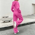 thumbnail image 7 of BRGZLK Women Sweatsuit Set 2 Piece Outfit Fall Winter Casual Long Sleeve Zip Up Slim Fit Hoodies Sweatshirt and Wide Leg Sweatpants Lounge Set for Daily Workout Outgoing Hot Pink M, 7 of 7